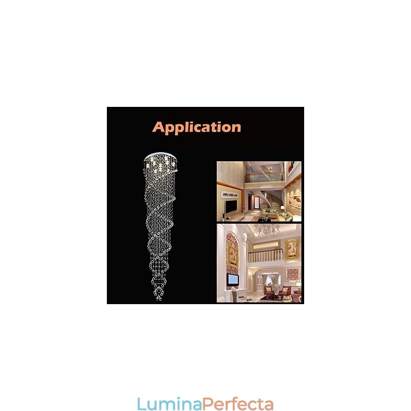 Lumini pentru candelabru de tavan Corpuri de iluminat cu cristal K9 spirală dublă D70CM H300CM