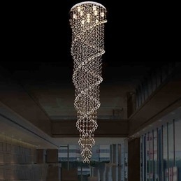 Lumini pentru candelabru de tavan Corpuri de iluminat cu cristal K9 spirală dublă D70CM H300CM