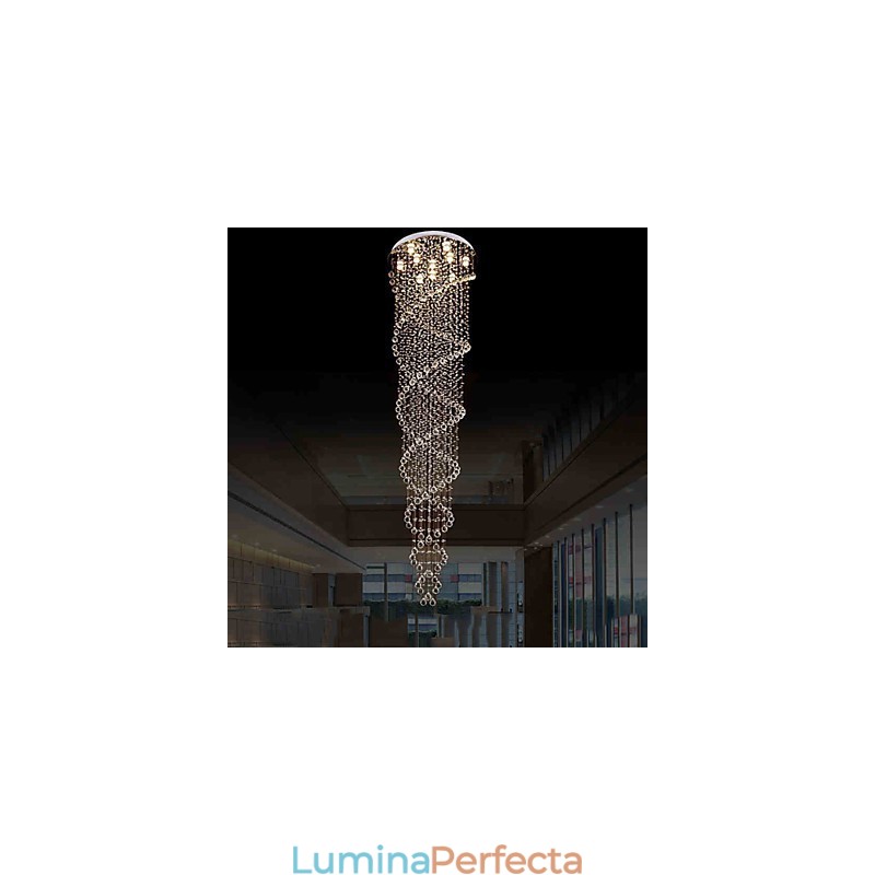 Lumini pentru candelabru de tavan Corpuri de iluminat cu cristal K9 spirală dublă D70CM H300CM