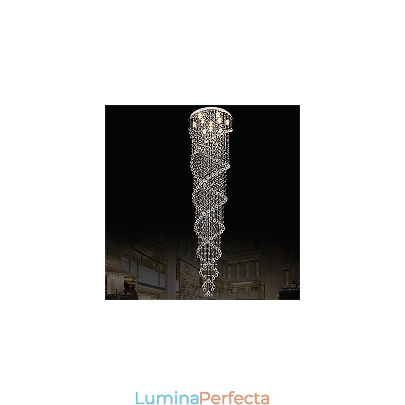 Lumini pentru candelabru de tavan Corpuri de iluminat cu cristal K9 spirală dublă D70CM H300CM