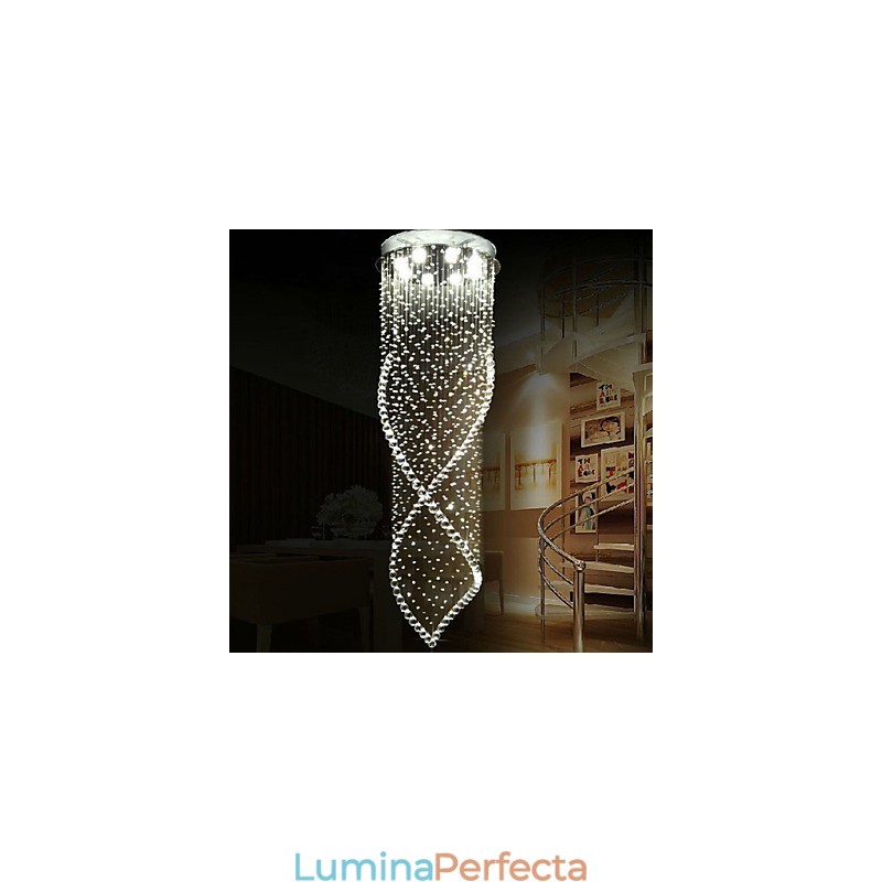Candelabru de cristal Lampă de iluminat suspendată Plafoniere suspendate cu cristal K9 transparent și baldachin argintiu