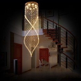 Candelabru de cristal Lampă de iluminat suspendată Plafoniere suspendate cu cristal K9 transparent și baldachin argintiu