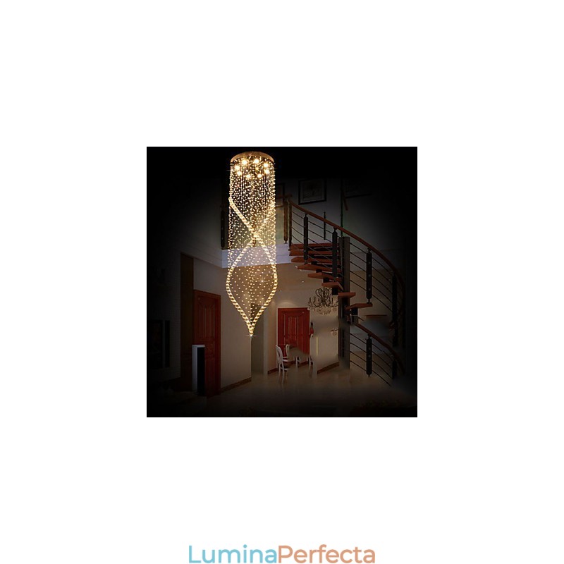 Candelabru de cristal Lampă de iluminat suspendată Plafoniere suspendate cu cristal K9 transparent și baldachin argintiu