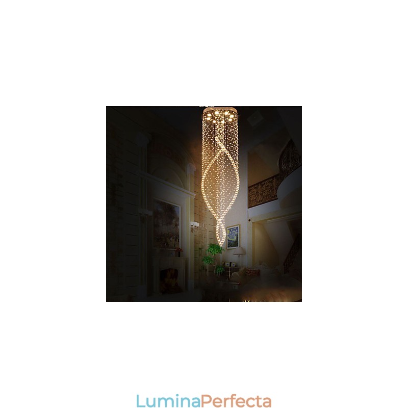Candelabru de cristal Lampă de iluminat suspendată Plafoniere suspendate cu cristal K9 transparent și baldachin argintiu