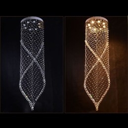 Candelabru de cristal Lampă de iluminat suspendată Plafoniere suspendate cu cristal K9 transparent și baldachin argintiu