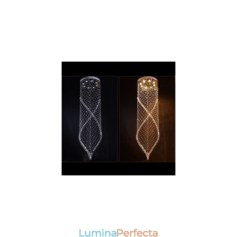 Candelabru de cristal Lampă de iluminat suspendată Plafoniere suspendate cu cristal K9 transparent și baldachin argintiu