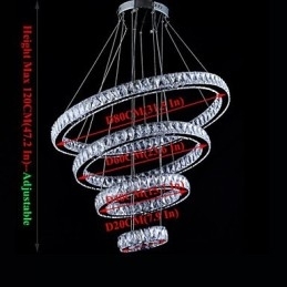 Lampă cu pandantiv din cristal Lampă de plafon candelabru Corpuri de iluminat cu 4 inele