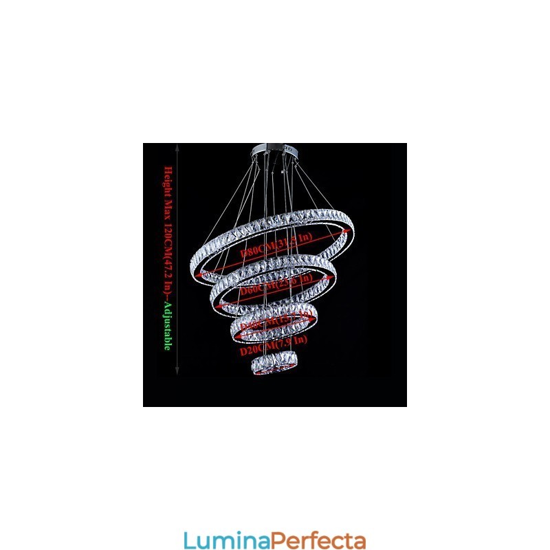 Lampă cu pandantiv din cristal Lampă de plafon candelabru Corpuri de iluminat cu 4 inele