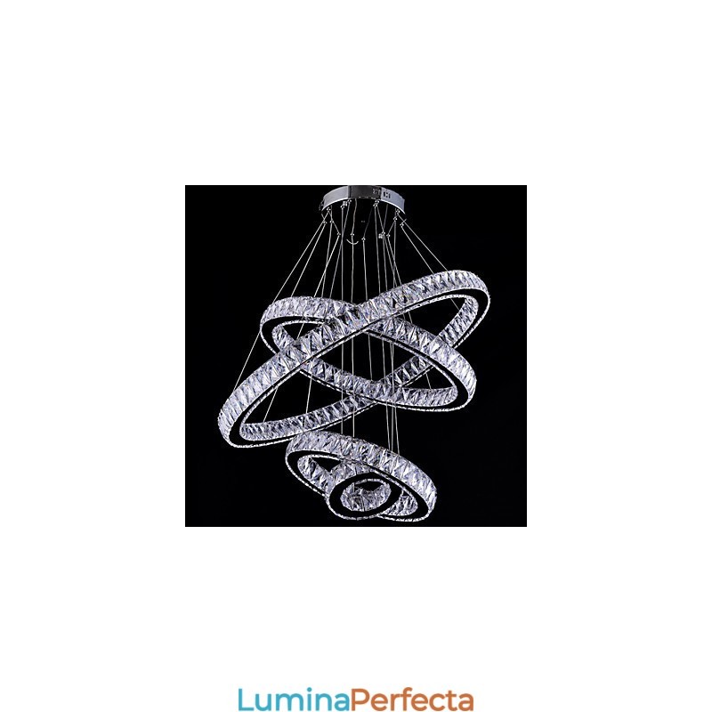 Lampă cu pandantiv din cristal Lampă de plafon candelabru Corpuri de iluminat cu 4 inele