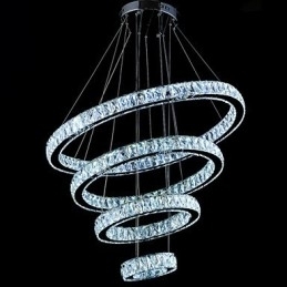 Lampă cu pandantiv din cristal Lampă de plafon candelabru Corpuri de iluminat cu 4 inele
