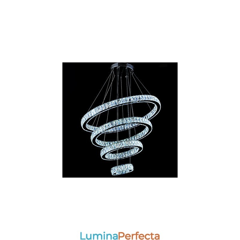 Lampă cu pandantiv din cristal Lampă de plafon candelabru Corpuri de iluminat cu 4 inele