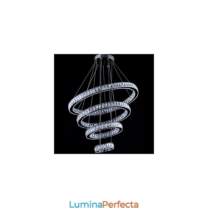 Lampă cu pandantiv din cristal Lampă de plafon candelabru Corpuri de iluminat cu 4 inele