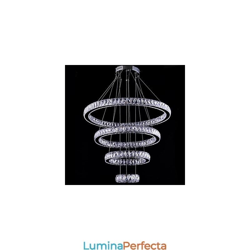 Lampă cu pandantiv din cristal Lampă de plafon candelabru Corpuri de iluminat cu 4 inele