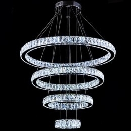 Lampă cu pandantiv din cristal Lampă de plafon candelabru Corpuri de iluminat cu 4 inele