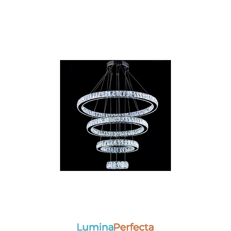Lampă cu pandantiv din cristal Lampă de plafon candelabru Corpuri de iluminat cu 4 inele