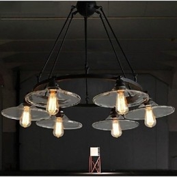 Tradițional Clasic Vintage Retro Lantern Country Mini Stil Pictură Metal Pendant Lampă de luat masa