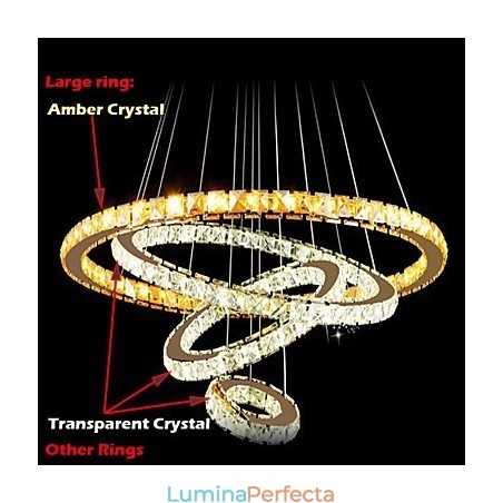 Lămpi suspendate Plafoniera Candelabru Iluminat Rotund 4 Inele Inel mare Cristal de chihlimbar și alte cristale transparente Lămpi suspendate Plafoniera Candelabru Iluminat Rotund 4 Inele Inel mare Cristal de chihlimbar și alte cristale transparente