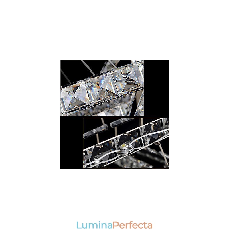 Lămpi suspendate Plafoniera Candelabru Iluminat Rotund 4 Inele Inel mare Cristal de chihlimbar și alte cristale transparente