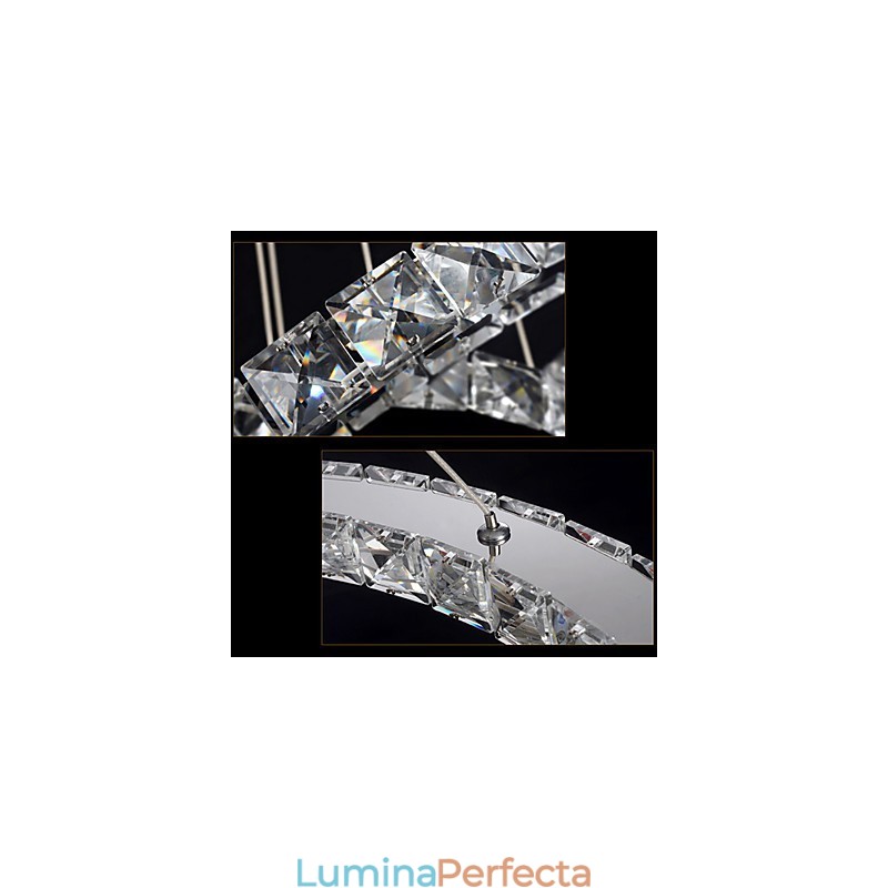 Lămpi suspendate Plafoniera Candelabru Iluminat Rotund 4 Inele Inel mare Cristal de chihlimbar și alte cristale transparente
