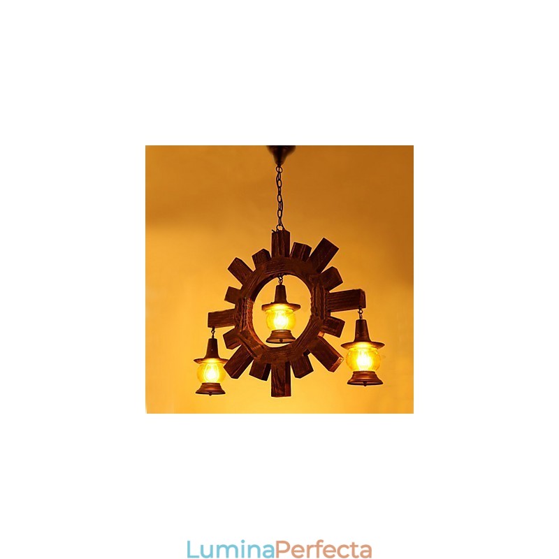 Candelabru din lemn antic American Country Iiving lampă lampă