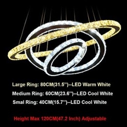 Lampe suspendate de tavan din cristal Corpuri de iluminat cu candelabru cu alb cald și rece D406080cm