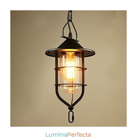 Lampă suspendată din metal cu tablou rustic vintage garaj