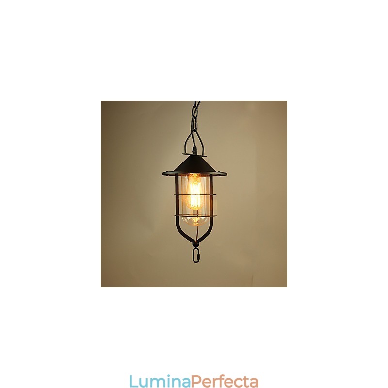 Lampă suspendată din metal cu tablou rustic vintage garaj