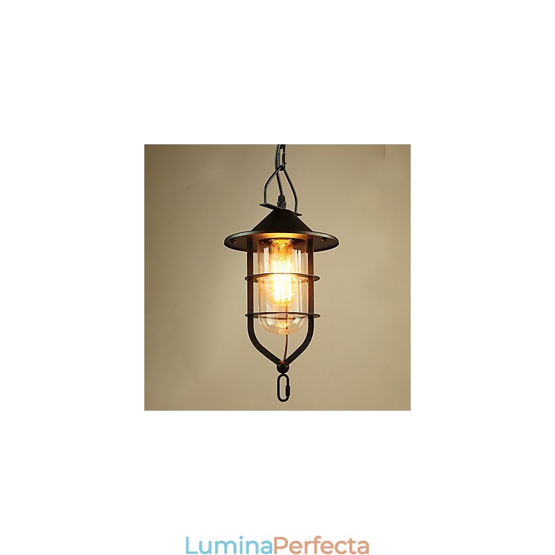 Lampă suspendată din metal cu tablou rustic vintage garaj