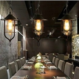 Lampă suspendată din metal cu tablou rustic vintage garaj