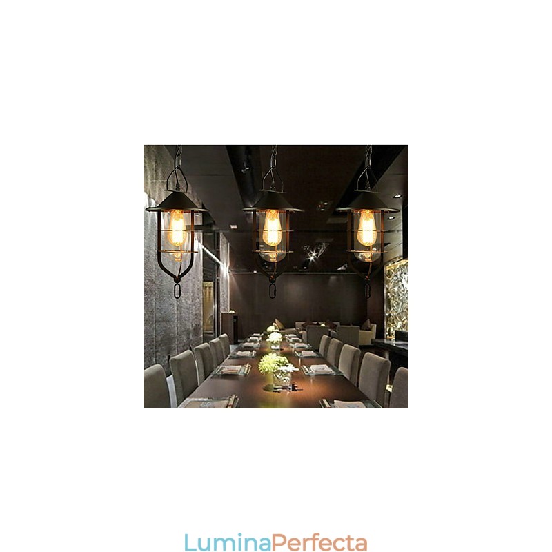 Lampă suspendată din metal cu tablou rustic vintage garaj