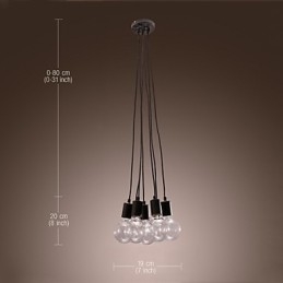 Modern Home 7 Head Edison Lampă suspendată cu bile de sticlă