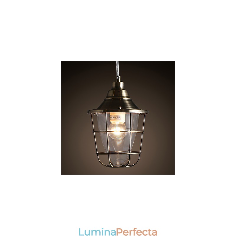 Lampă suspendată din metal galvanizat în stil retro