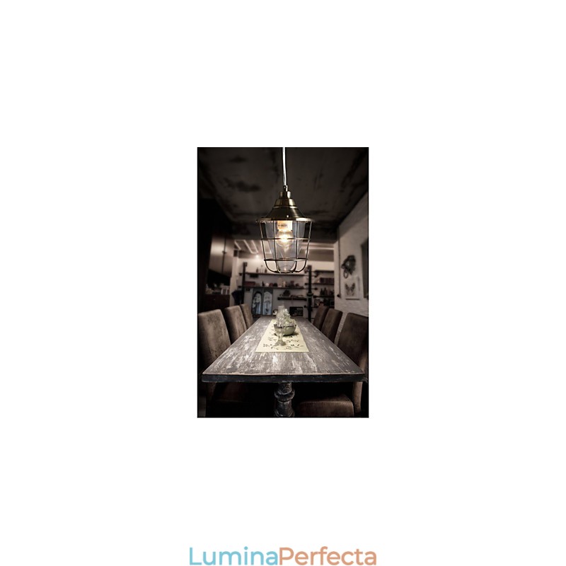 Lampă suspendată din metal galvanizat în stil retro