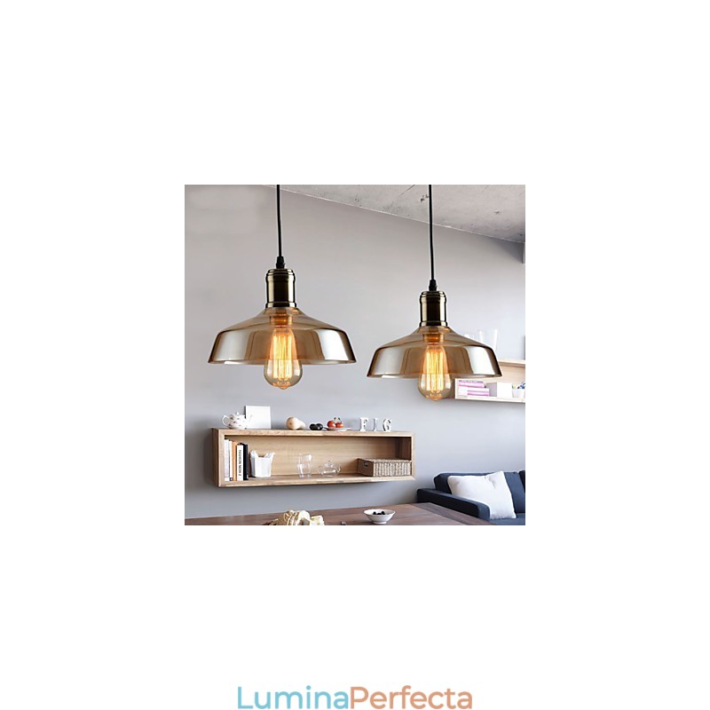 Lampă suspendată din sticlă cu iluminare retro