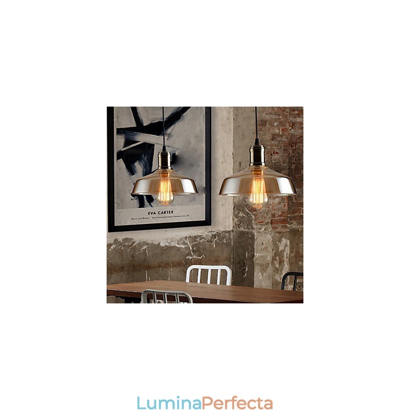 Lampă suspendată din sticlă cu iluminare retro