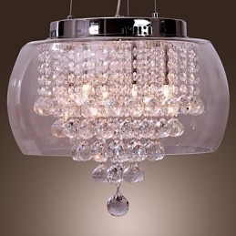Lampă artistică de cristal cu 6 lumini și abajur din sticlă