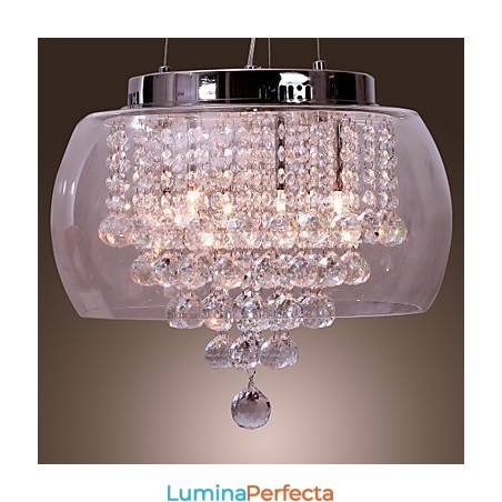 Lampă artistică de cristal cu 6 lumini și abajur din sticlă Lampă artistică de cristal cu 6 lumini și abajur din sticlă