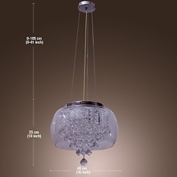 Lampă artistică de cristal cu 6 lumini și abajur din sticlă