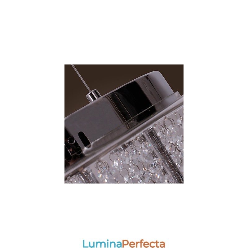 Lampă artistică de cristal cu 6 lumini și abajur din sticlă