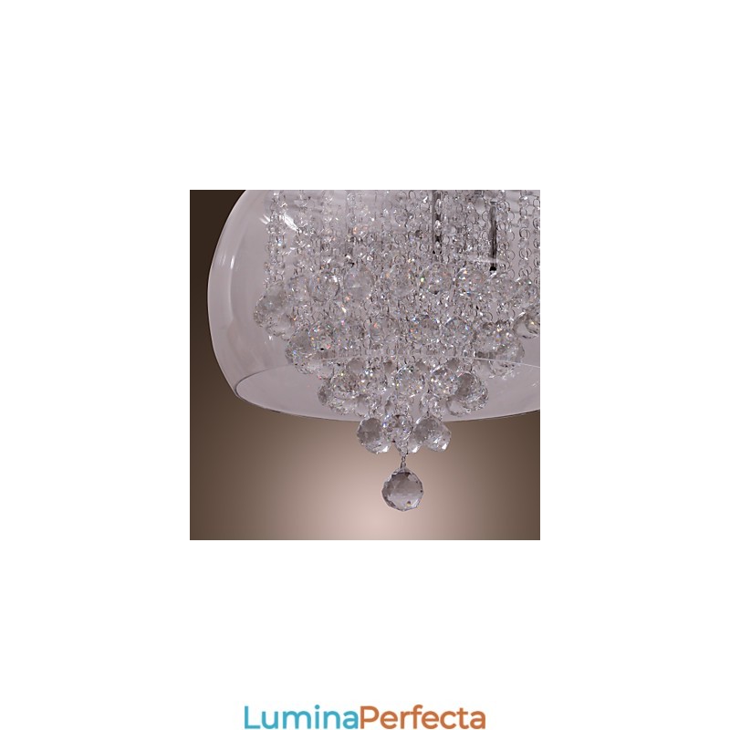 Lampă artistică de cristal cu 6 lumini și abajur din sticlă