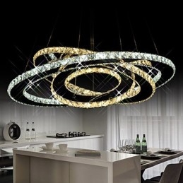 Iluminat cu pandantiv de cristal Candelabru de tavan Corpuri de iluminat cu alb cald și rece 3 inele