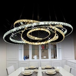 Iluminat cu pandantiv de cristal Candelabru de tavan Corpuri de iluminat cu alb cald și rece 3 inele