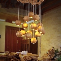Lampe suspendate Mini Style Lantern Lemn Bambus