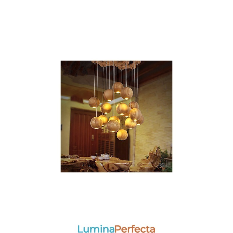 Lampe suspendate Mini Style Lantern Lemn Bambus