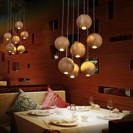Lampe suspendate Mini Style Lantern Lemn Bambus