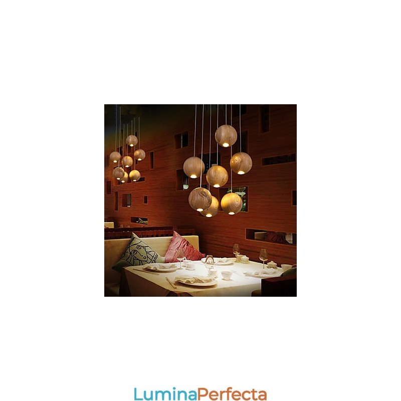 Lampe suspendate Mini Style Lantern Lemn Bambus