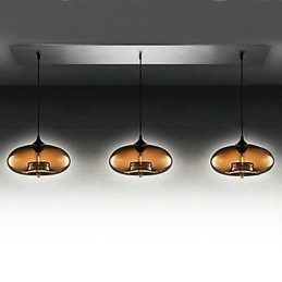 Lampă suspendată modernă din sticlă cu 3 lumini în design maro Bubble