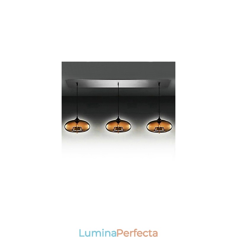 Lampă suspendată modernă din sticlă cu 3 lumini în design maro Bubble