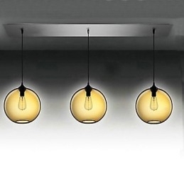 Lampă suspendată modernă din sticlă cu 3 lumini, cu design maro transparent cu bule