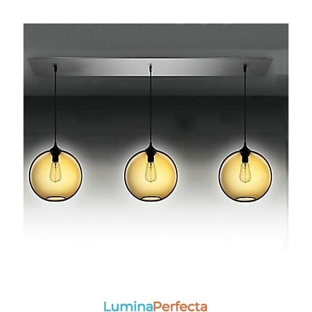 Lampă suspendată modernă din sticlă cu 3 lumini, cu design maro transparent cu bule Lampă suspendată modernă din sticlă cu 3 lumini, cu design maro transparent cu bule